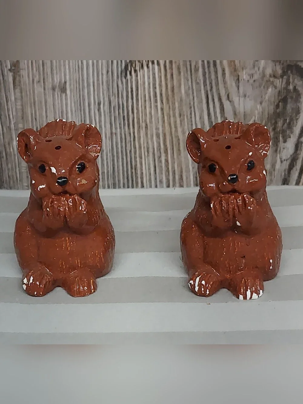 Vintage Mid-Century Chalkware Squirrel Salt & Pepper Shakers Set